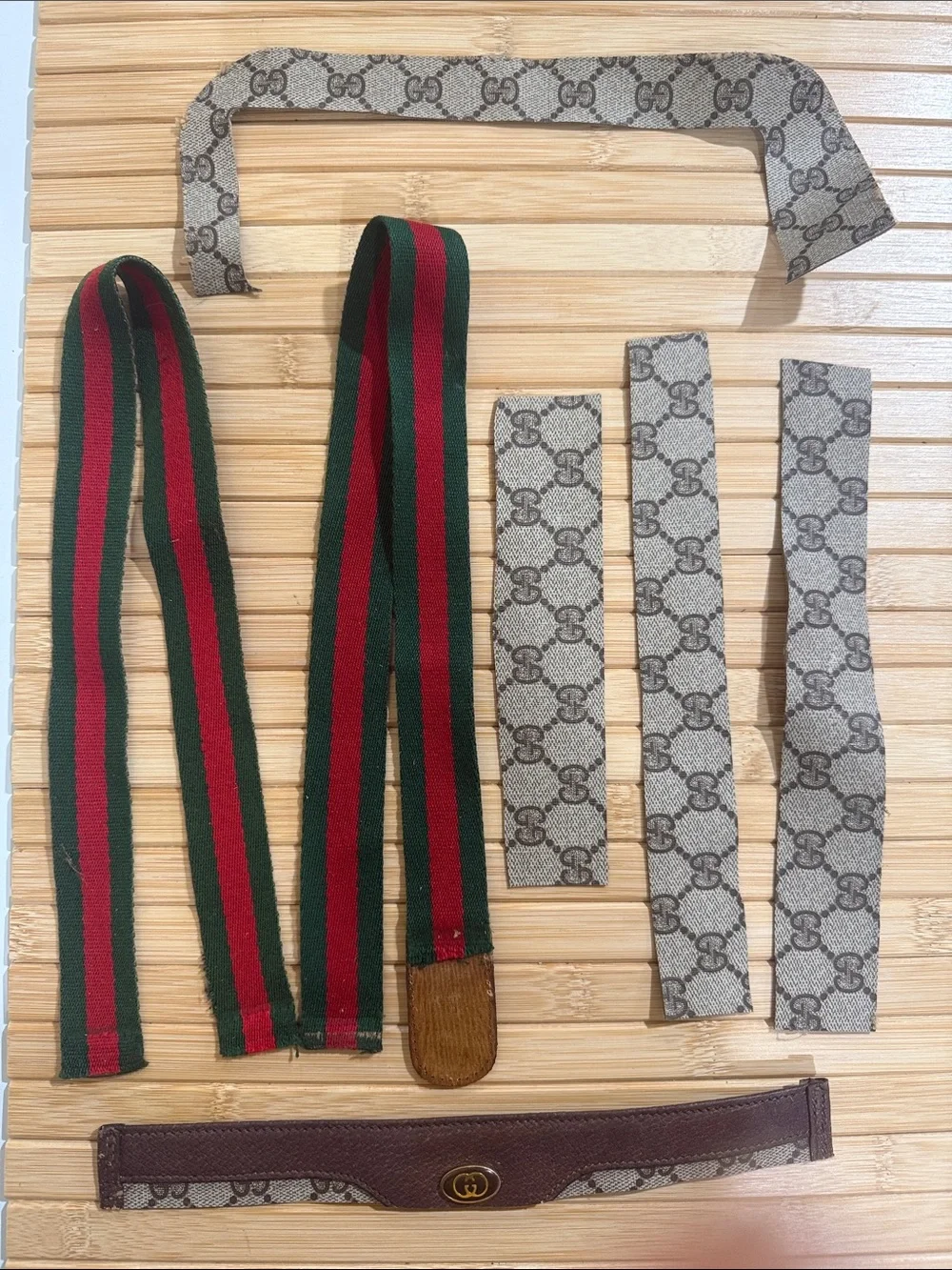 Authentic Gucci Web Straps with Beige GG Canvas Trim 7 pieces project